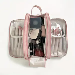 Women's Multifunctional Cosmetic Bag Large Capacity Portable Travel Makeup Brush Toiletries Storage Bag