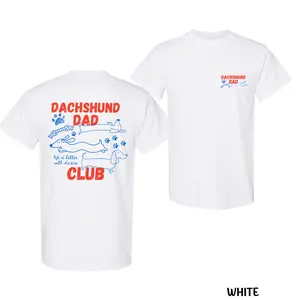 [100% Cotton] Unisex🐾👕Dachshund Dad Club T-Shirt, Trendy Graphic Shirt for Dog Owners, Perfect Gift for Men or Women, Casual Summer Shirt, Funny Graphic Tee, Fits