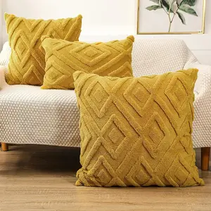 Nordic Solid Color Plush Geometric Pillowcase Square Sofa Office Car Cushion Cover