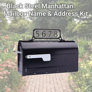 Architectural Mailboxes 5006271 Black Steel Manhattan Mailbox Name & Address Kit