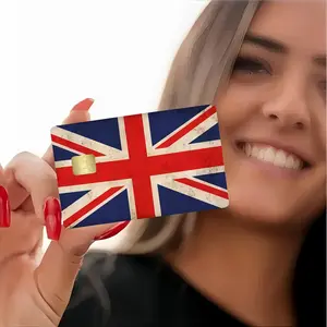 2D Plane Sticker Motorcycle Sticker 1 Sheet British Flag Pattern Credit Card Skin Cover Waterproof Sticker Ultra-Thin, High-Quality, Scratch-Resistant Suitable for Credit Cards, Bank Cards, Bus Cards, Removable Self-Adhesive Most Cards