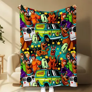 Scoogy Doo Mystery Machine Blanket, Retro Cartoon Cozy Throw, Perfect Gift for Fans & Collectors, Soft Comfortable Bedding