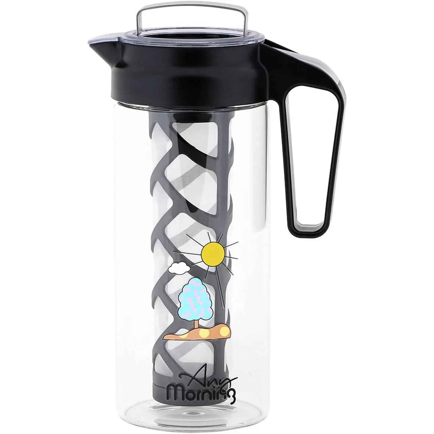 Any Morning Cold Brew Coffee Maker, Ice Coffee Brewer Jug & Ice Tea Brewer For Coffee Lovers, 1300 Ml BPA-Free Borosilicate Glass Infuser Carafe, Cold Brew Pitcher with Mesh Filter, 44 oz