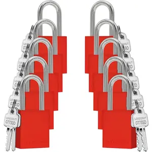 Lockout Tagout Locks Set - 10 Red Loto Locks, Keyed Different Out Tag Out Padlocks, 2 Keys Per Lockout Padlock, OSHA Compliant
