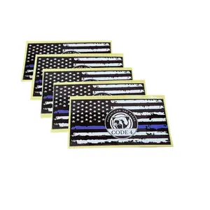 Thin Blue Line Code 4 Sticker - Show Police Support! Waterproof 3D Decal for Car, Laptop, Helmet | Back the Blue Cop Gift