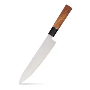 HomeKitchenware Stainless steel chef knife, household cutter for meat and vegetables, wooden handle, sharp and durable