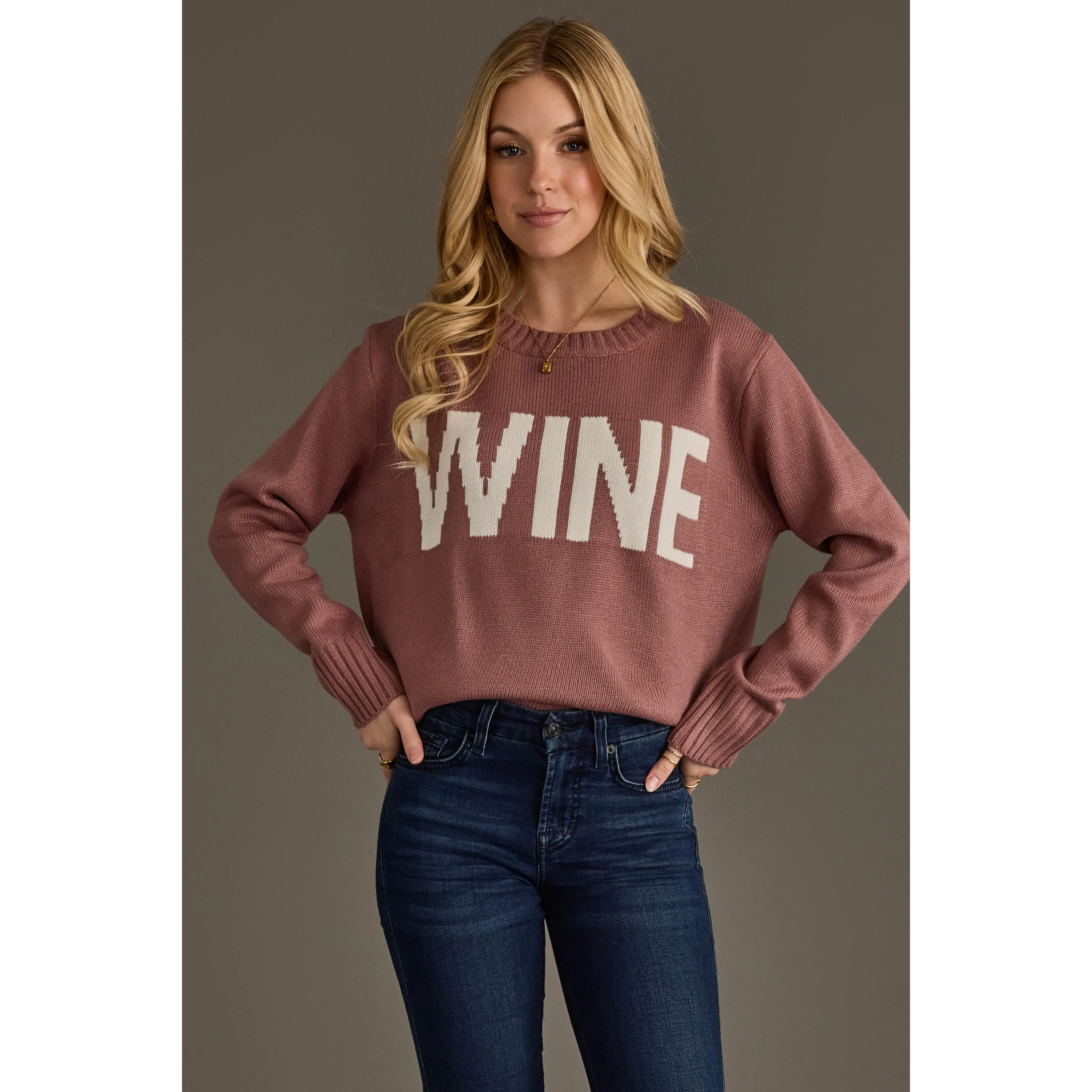 Mauve & White Wine Sweater