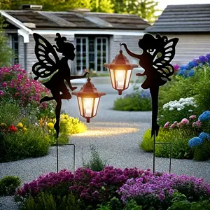 Solar Fairy Light Garden Light, Waterproof Outdoor Decorative Trail Light, Romantic Fairy Holding Light Silhouette, Automatic Charging Luminous, Suitable for Courtyard, Terrace And Lawn Decoration IP44