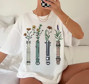 Floral Lightsaber SW Shirt, WDW Women's Tee, Flowers Lightsaber Tee, Darth Vader Shirt, Galaxy's Edge Trip