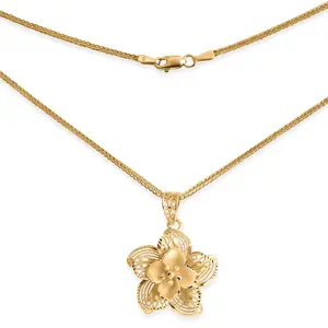 Blooming Flower Pendant Necklace in 10K Yellow Gold 3.10 Grams 20 Inches Christmas Gifts