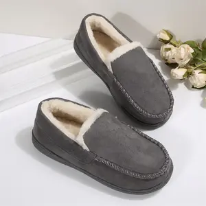 Women's Slip On Loafers Casual Winter Warm Fleece Plush Lined Lightweight Slip-On Slippers Indoor Outdoor Shoes Winter Warm Mini Snow Boots Springfresh