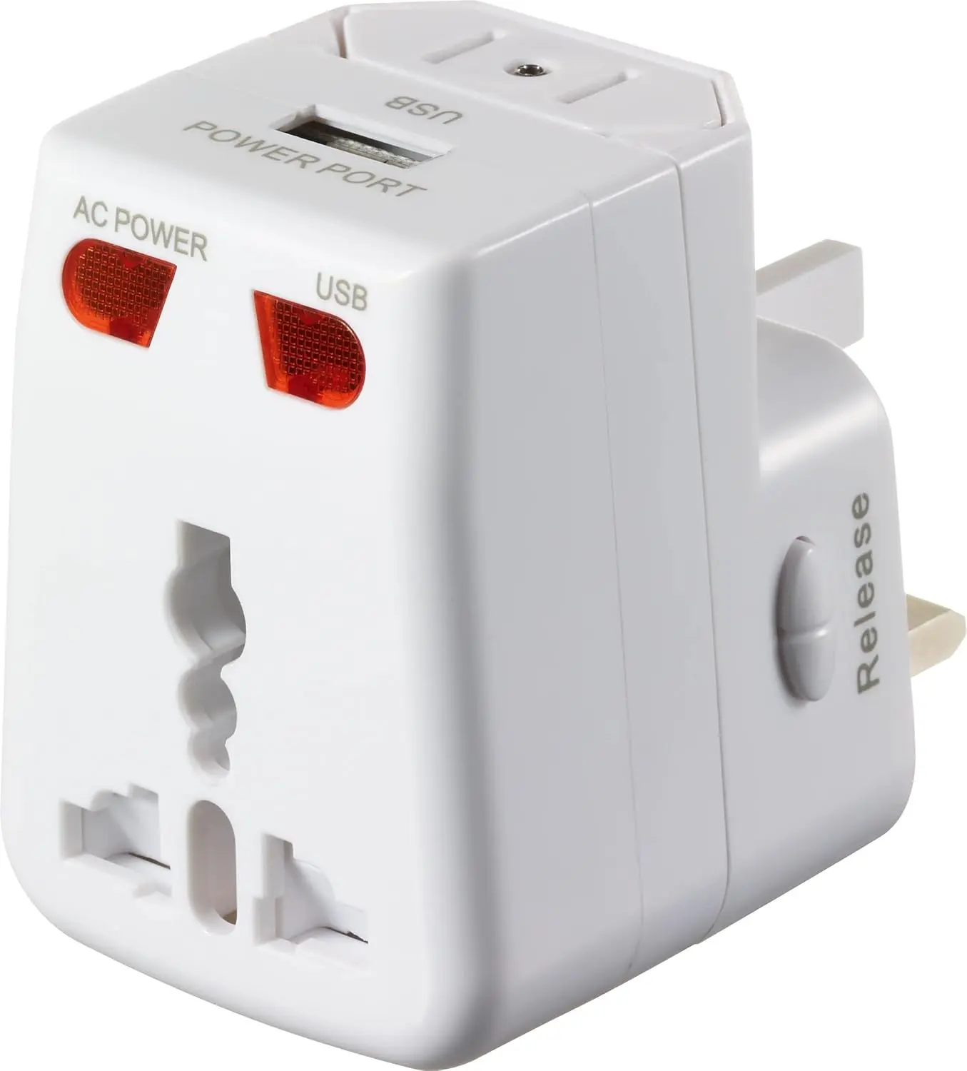 Worldwide Universal Travel Adapter with USB Ports - Sturdy Construction Multi-Plug Set, 4 Sets of Pins, 110-240V, Compatible with 260+ Countries, American, UK, EU 2-Pin, Chinese Blade Plugs for Traveling (Electrical Socket Accessory), 3-Pin Blade Plugs