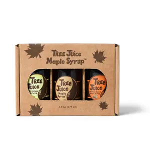Three Bottle Mini Variety Pack of Maple Syrups, Sweet, Juice Set, sampler pack, gift, organic, pure, best maple syrup