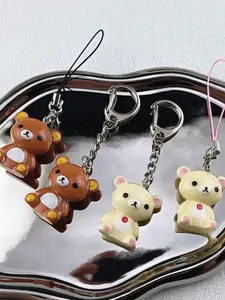 Mini Bear Keychain, Cute Animal Design, DIY Micro Landscape Figurine, Alloy Material, All Seasons, Trendy Accessory, Keychain Pendant