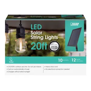 Feit Electric 3010293 20 ft. LED Solar String Light Set, Amber - 10 lights