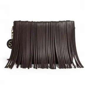 Fringe Large Clutch - Brown
