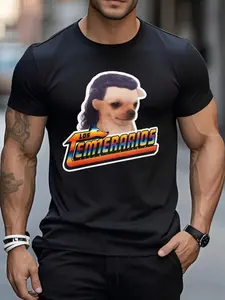 Comfortable Durable Urban Style Temerarios Tee, Dog Rock Hairstyle Design, Unisex Loose Fit Short Sleeve Top, Perfect for Fans