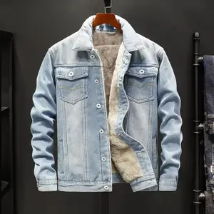 Winter Denim Cotton Jacket for Men, Fleece-Lined, Thickened, Plus Size, Warm Coat, Korean Style, Stylish, Versatile, Simple Jacket Top