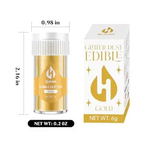 Gold Edible Glitter for Cocktails Food Grade Luster Dust Edible Gold Drink Glitter Metallic Shimmer Powder for Cakes Beverage Chocolate, 6g