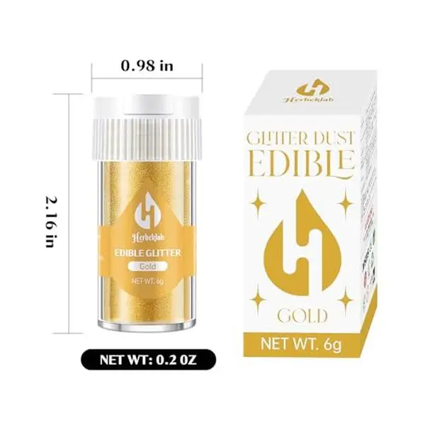Gold Edible Glitter for Cocktails Food Grade Luster Dust Edible Gold Drink Glitter Metallic Shimmer Powder for Cakes Beverage Chocolate, 6g