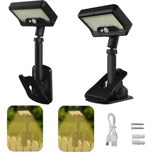 1/2 Pack Clip on Solar Light Portable Outdoor Led Camping Lantern Waterproof for Tent Hat Book Reading
