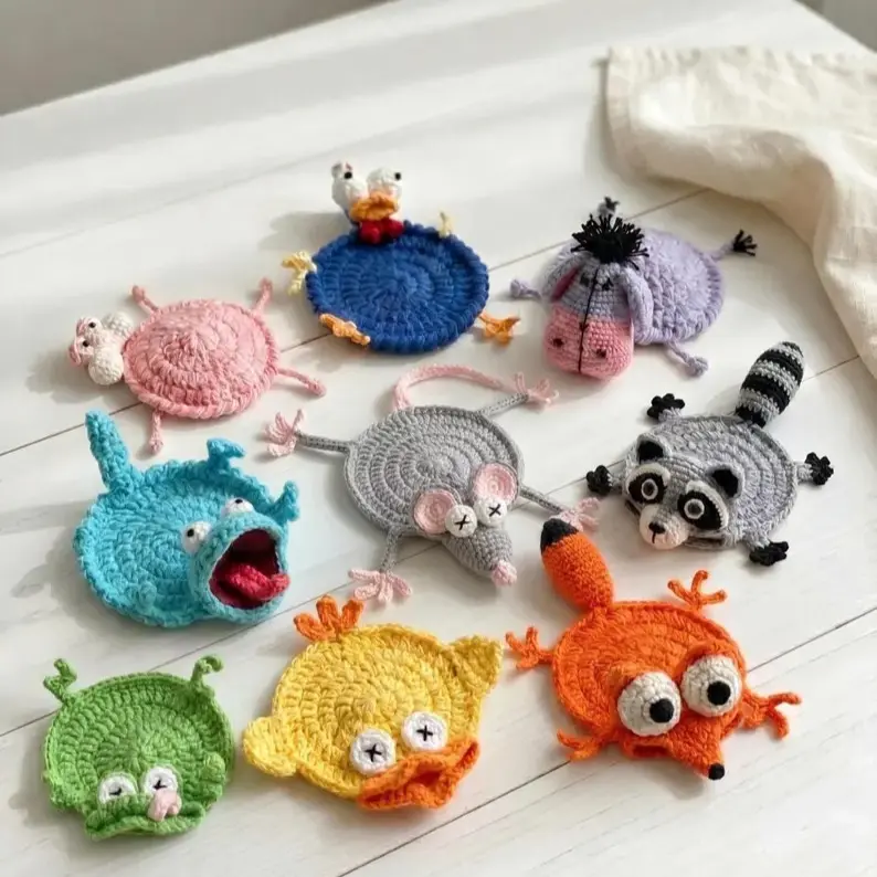 Crochet Animal Coasters, Cute Kitchen Tableware Cups