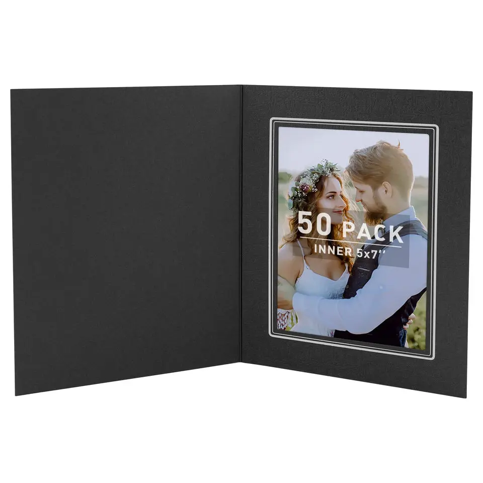 Golden State Art, 5x7 Paper Photo Folders, Cardboard Picture Frames, Invitation Card, Great for Portraits, Special Events: Graduation, Christmas