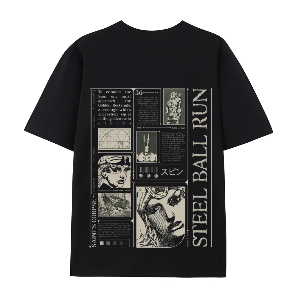 JJBA SBR Poster Design T-Shirt High-Quality Cotton American Style Relaxed Fit Unisex Fashionable Casual Daily Wear anime fashion Johnny Joestar