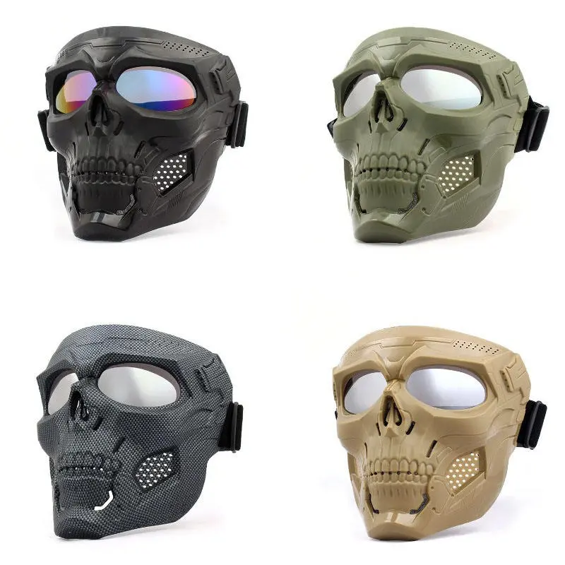 Vintage Skull Ghost Windproof Protective Motorcycle Goggles, Full Face Shield Eyewear Suitable for Harley Biking And Halloween Cosplay Occasions