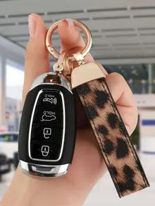 Leopard Print Zinc Alloy Car Keychain, Scratch-Resistant Wear-Resistant Fade-Proof, Unisex Hanging Decor, Multi-Scene Use, Decorative Accessory