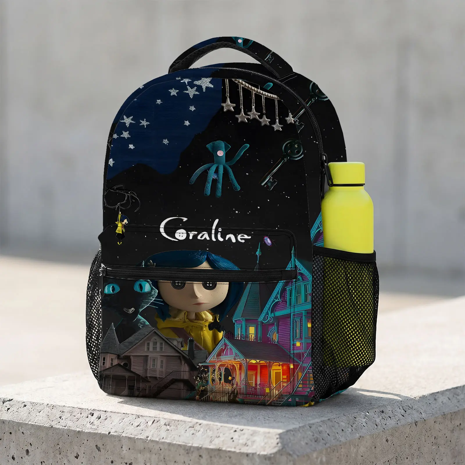Coraline Trending Cute Cartoon Laptop Backpack | Aesthetic Print Travel Daypack | Durable Lightweight School Bookbag for Men & Women