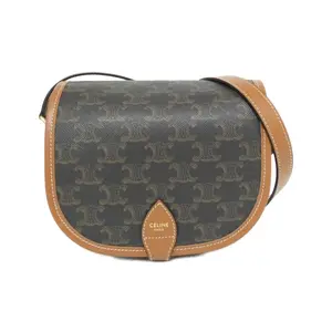 Pre-owned Celine Calfskin Shoulder Bags Folco Medium Triomphe Canvas Calf Shoulder Bag