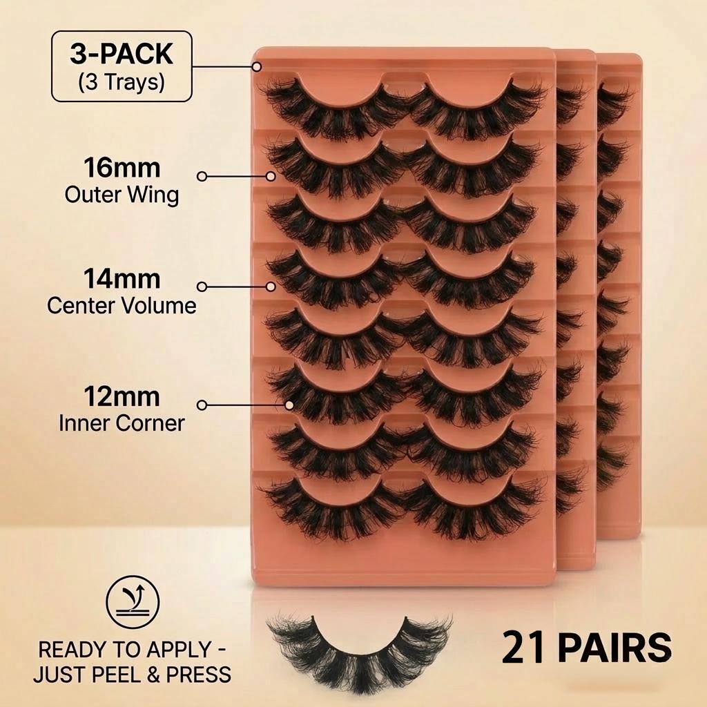 21 Pairs Of Self-adhesive False Eyelashes, 10-12 Mm J-roll Cat Eye Eyelashes, Lightweight And Slender Ends, Single Pair Of Strip-shaped Eyelashes, Enhance Eye Effect