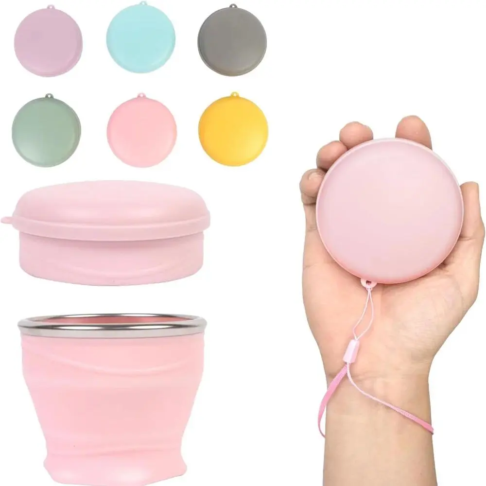 180ml foldable water cup, silicone foldable travel cup - silicone foldable camping cup with lid - suitable for travel, camping,