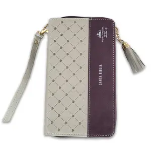 Biblia Chequera RV1960, imit. piel crema/cafe con agarradera