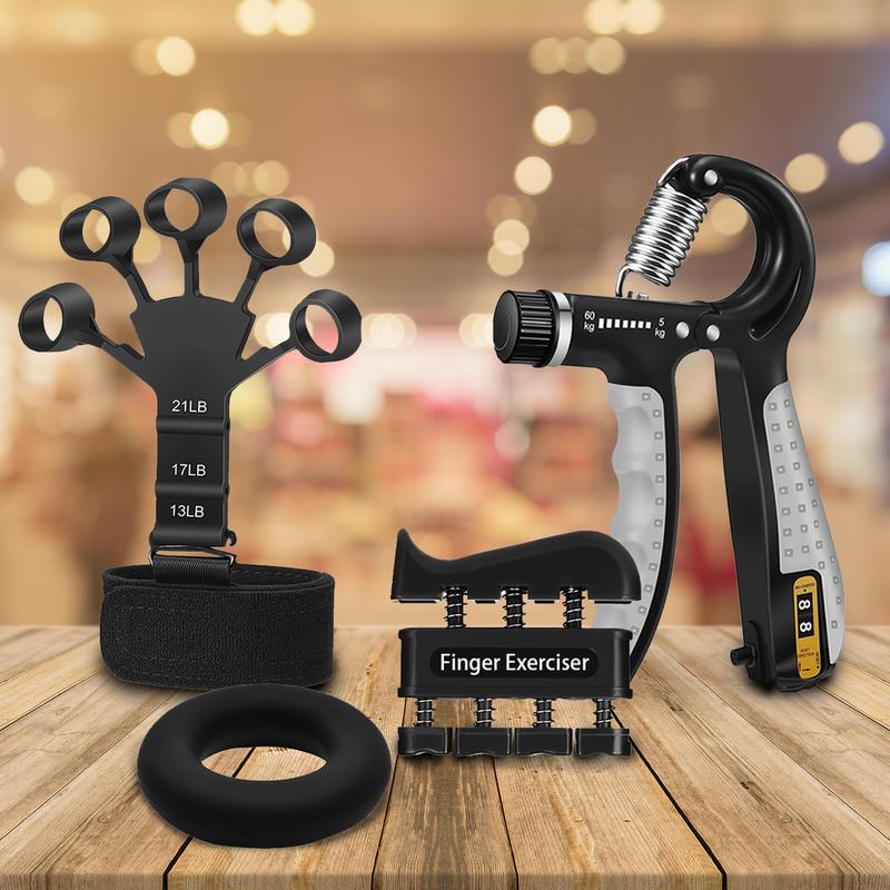 Pro Grip Trainer 4-Pack  Adjustable Resistance (10-130 lbs) Gym Muscle Builder， Weak Grip? Fix in 2 Weeks!  (Office/Gym/Carpal Tunnel Relief) forearm exerciser