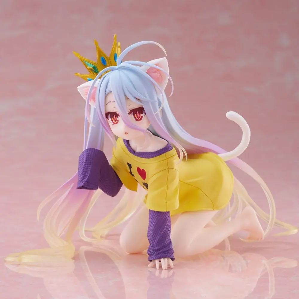 Anime Shiro Figure Cat Ears Shiro Action Figures PVC Models Shiro T-shirt Figurine Shiro Look Up Figures Toys Gifts 10CM
