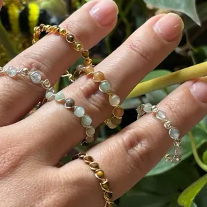 Braided Gemstone Ring with Multicolor Beads and Gold Accents for Stylish Accessory