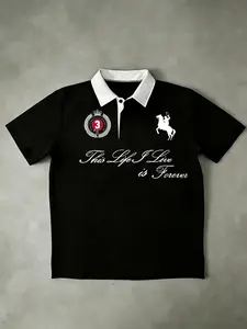 Personality Expression "Eternal Life" Theme Polo - Black and White, Exquisite Atmosphere  Aristocratic sports narrative + light luxury aesthetics + loose fit, easy to match. A standout piece for fashion and workplace outfit enthusiasts.