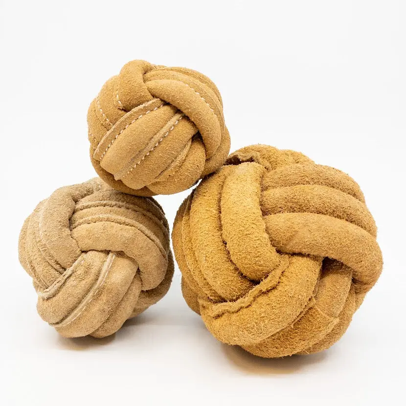 Huggle-Hide® Natural Leather Ball Dog Toy, 2 Pack