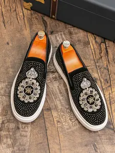 Men's Fashion Trendy Shoes, High-Quality PU Leather, Rubber Sole, All Seasons, Business Casual, Night Club, Driving, Slip-On Loafers