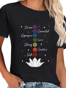 100% Cotton Chakra Lotus Flower Yoga Buddhism Meditation Spiritual T-Shirt