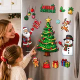 1 set Christmas Refrigerator Magnets,Christmas Tree Magnets for Fridge Stickers Decoration， Adorable Xmas Stickers for Kids Toddlers, DIY Fridge Santa Reindeer Snowman for Fridge Garage Kitchen Metal Door Christmas Decoration 2026