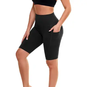Biker Shorts for Women with Pockets - 8"/5"/3" Booty High Waisted Black Spandex Volleyball Short for Workout Yoga