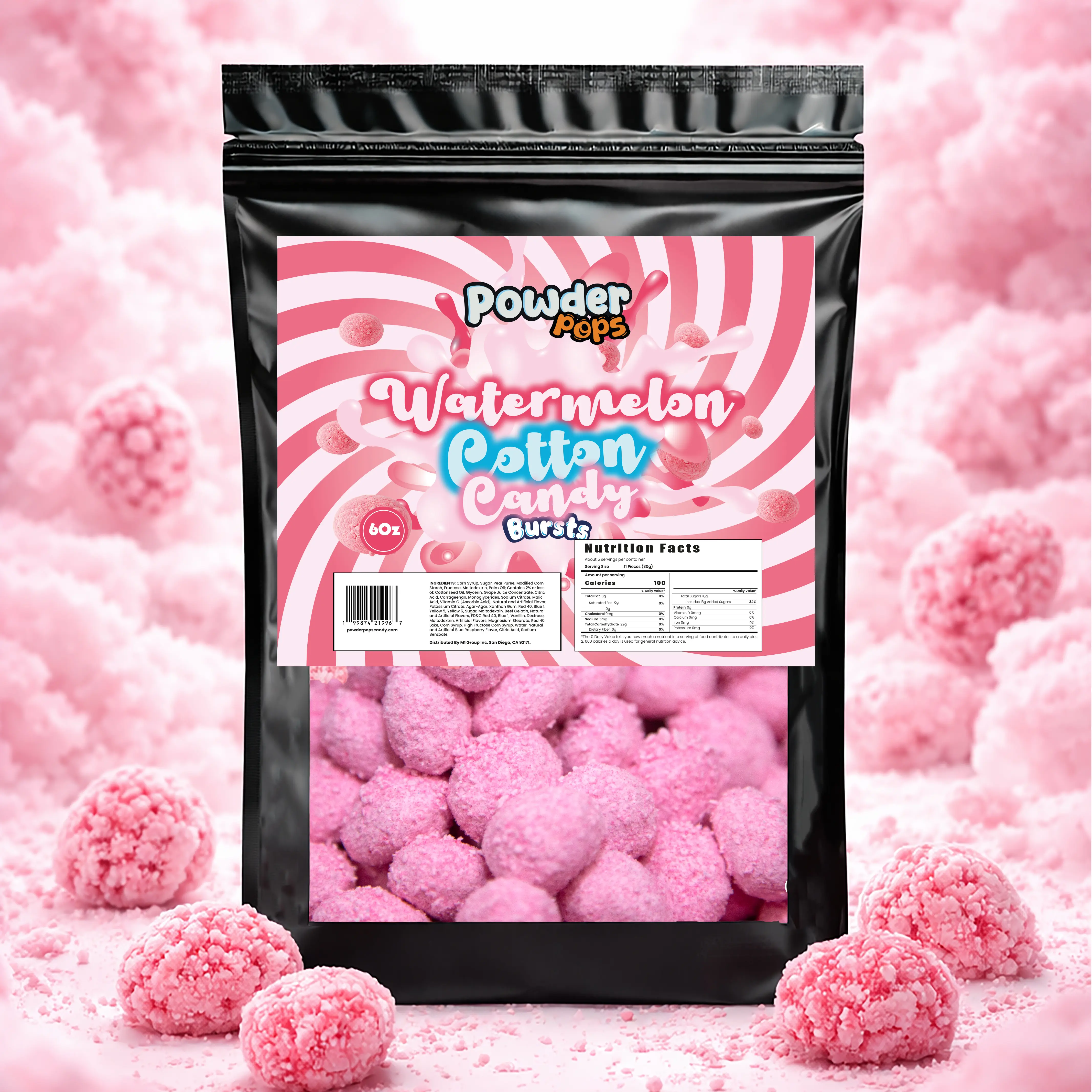 PowderPops *NEW* Watermelon Cotton Candy Gusher Burst 6OZ - Viral Candy - Fruit Snack Gummies PowderPops *NEW* Watermelon Cotton Candy Gusher Burst 6OZ - Viral Candy - Fruit Snack Gummies