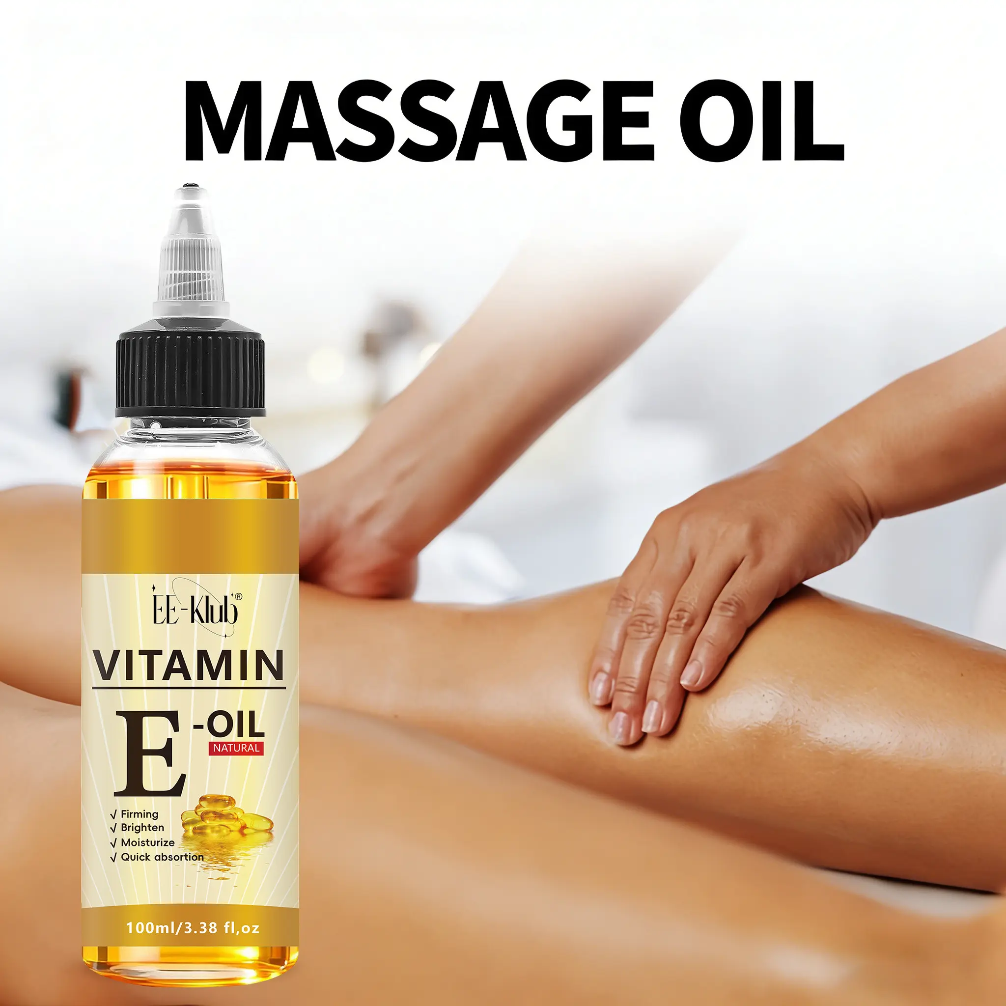 Six-In-One Vitamin E Essential Oil, 72-Hour Hydration, Brightening, Firming, Absorbent, Massage Use, Skincare & Haircare, Multi-Functional, Natural Oil, Nourishing Oil, Body Care, Body Oil For Dry Skin