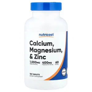 Nutricost Calcium, Magnesium, & Zinc, 180 Tablets