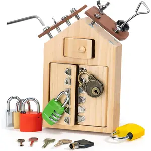 Screwdriver Board with Lock and Key Toy, Wooden Toys for Kids 3 4 5 Year Old, Toddler Fine Motor Skills STEM Toy, Preschool Sensory Learning Toys for Boys Girls