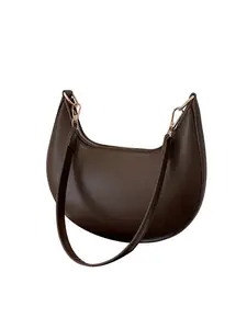 Women's PU Leather Hobo Bag Small Purse Zipper Top Handle Bag Crescent Shoulder Bag