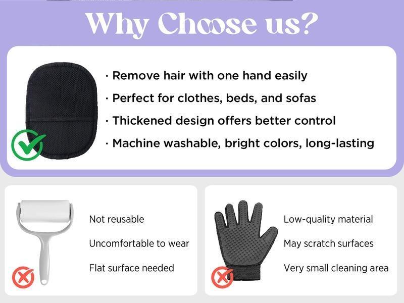 Pet Hair Removal Gloves – Electrostatic Reusable Cat & Dog Hair Remover for Couch, Furniture, Carpet, Car Seat, and Pet Grooming